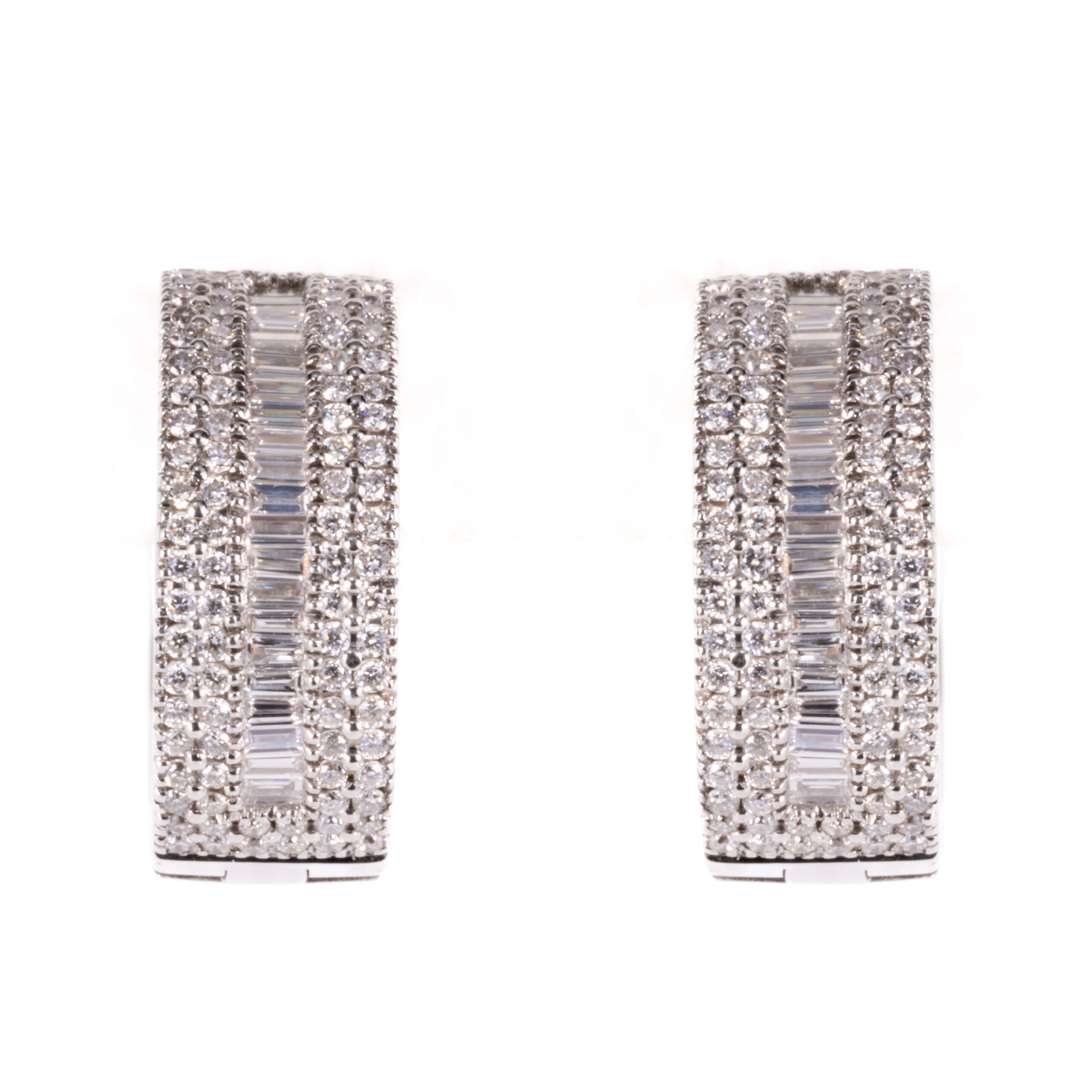 White Gold Baguette Diamond Huggies