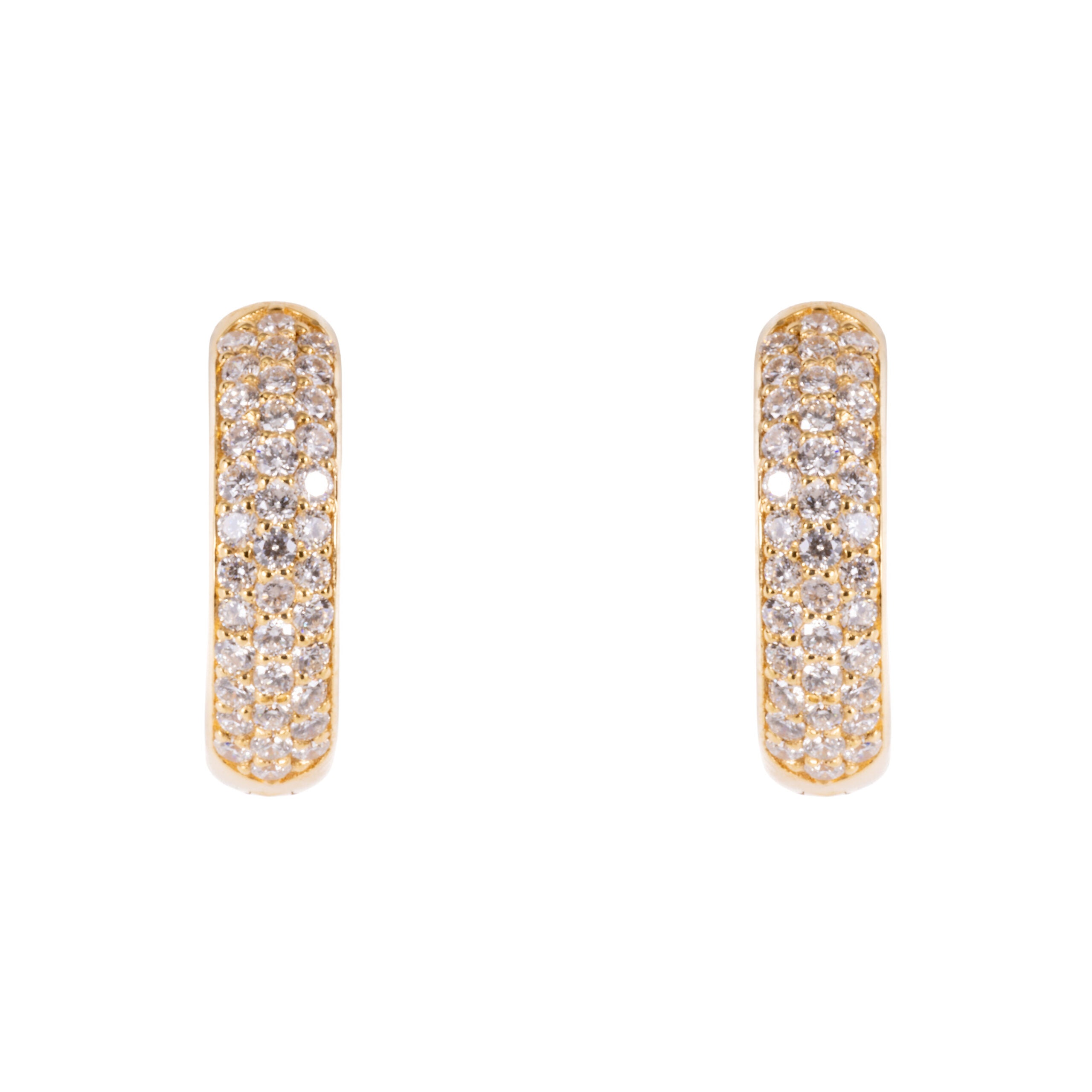 Yellow Gold Diamond Pave Hoop Earrings