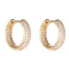 Yellow Gold Diamond Pave Hoop Earrings - Image 2