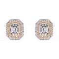 Two Tone Double Halo Diamond Stud Earrings