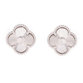 White Gold Clover Diamond Studs