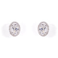 White Gold Oval Halo Diamond Studs