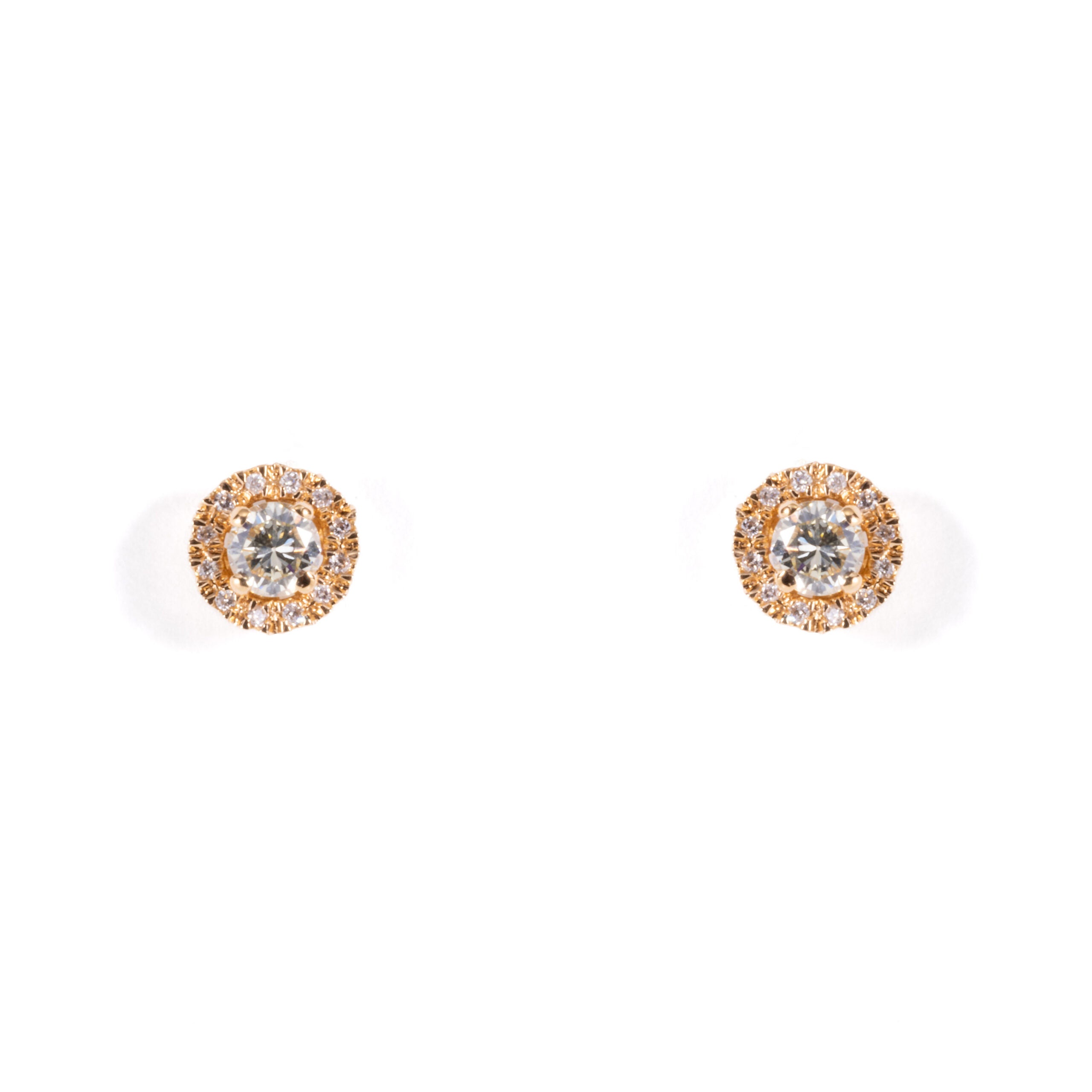 Yellow Gold Diamond Halo Earrings
