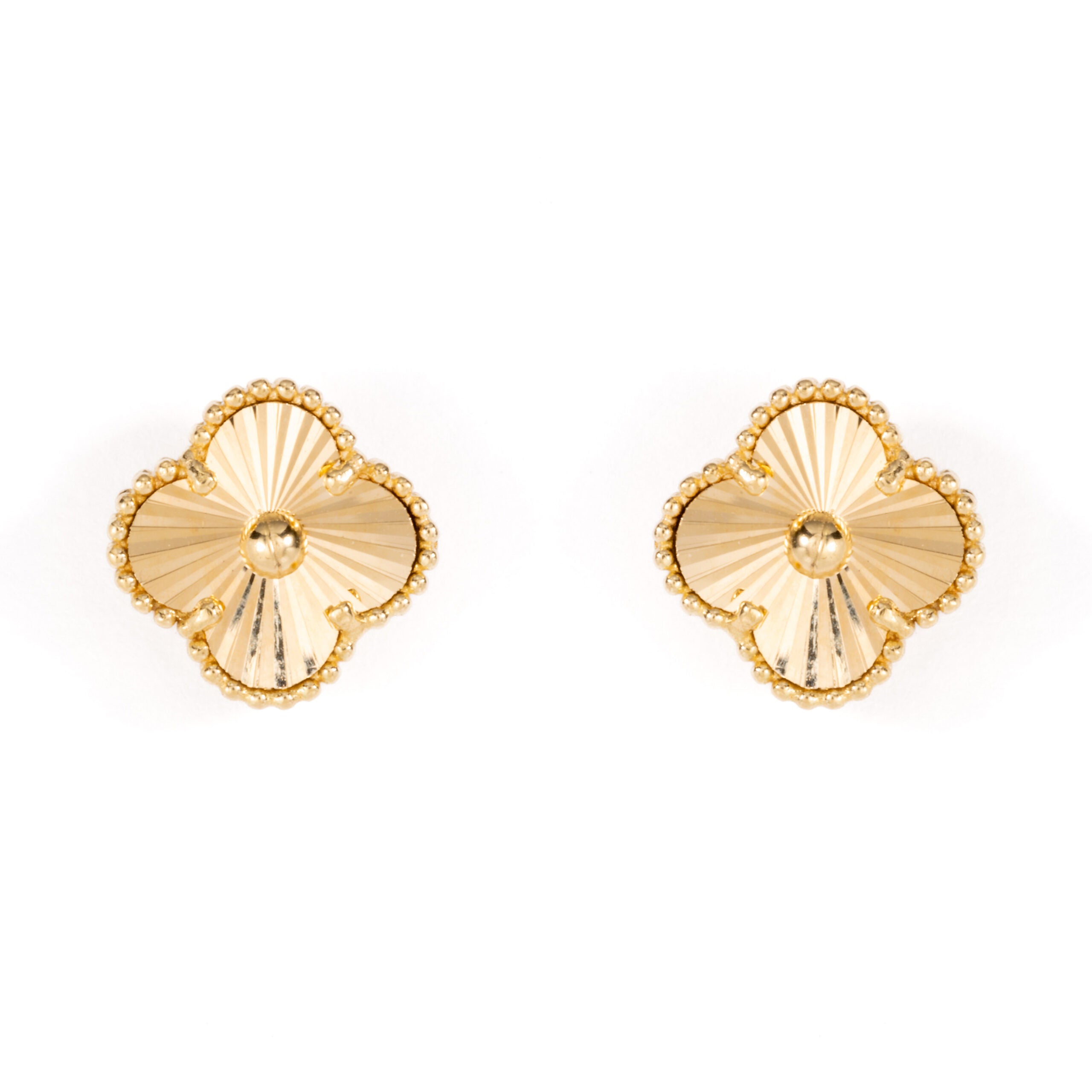 Yellow Gold Clover Stud Earrings