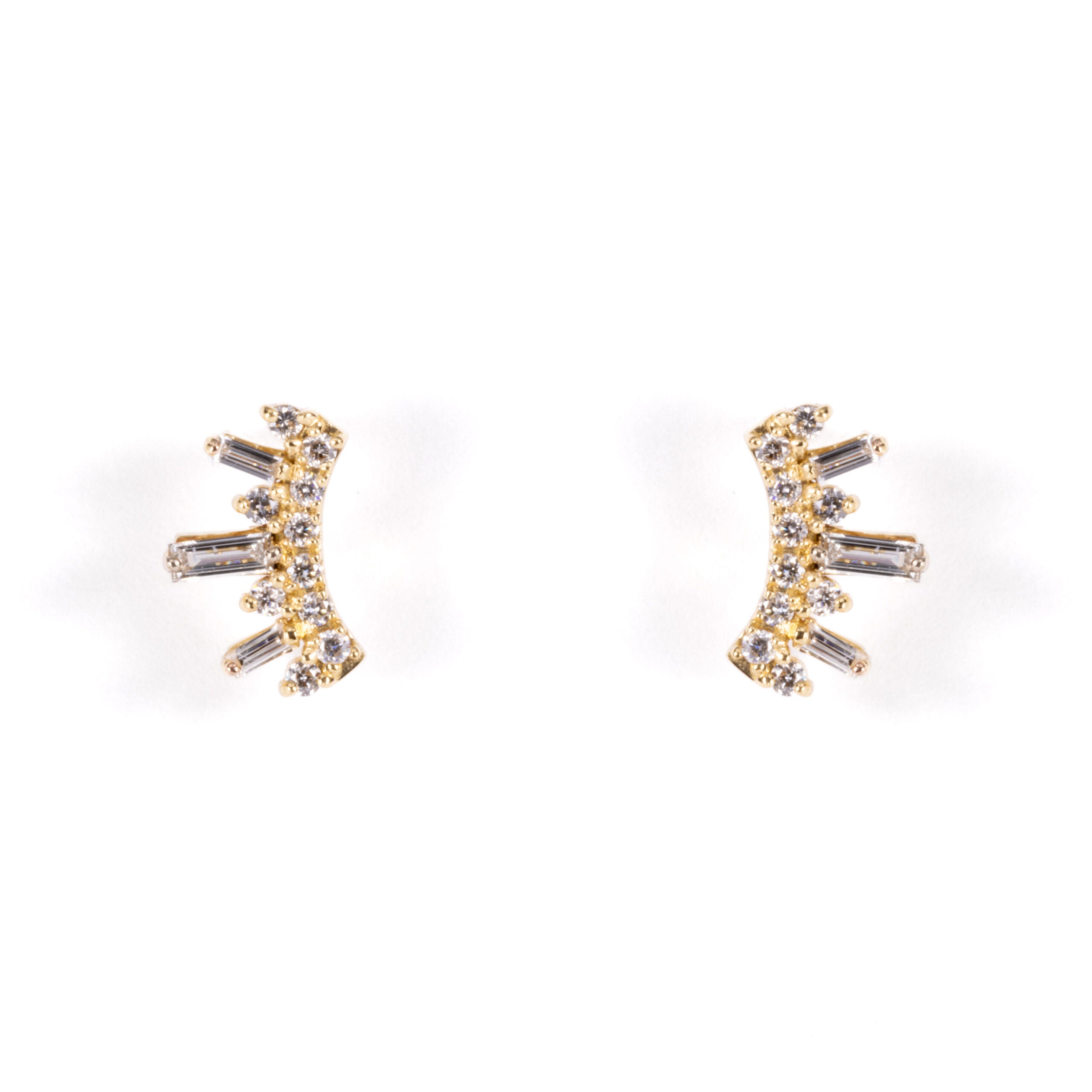 Yellow Gold Baguette Diamond Earrings