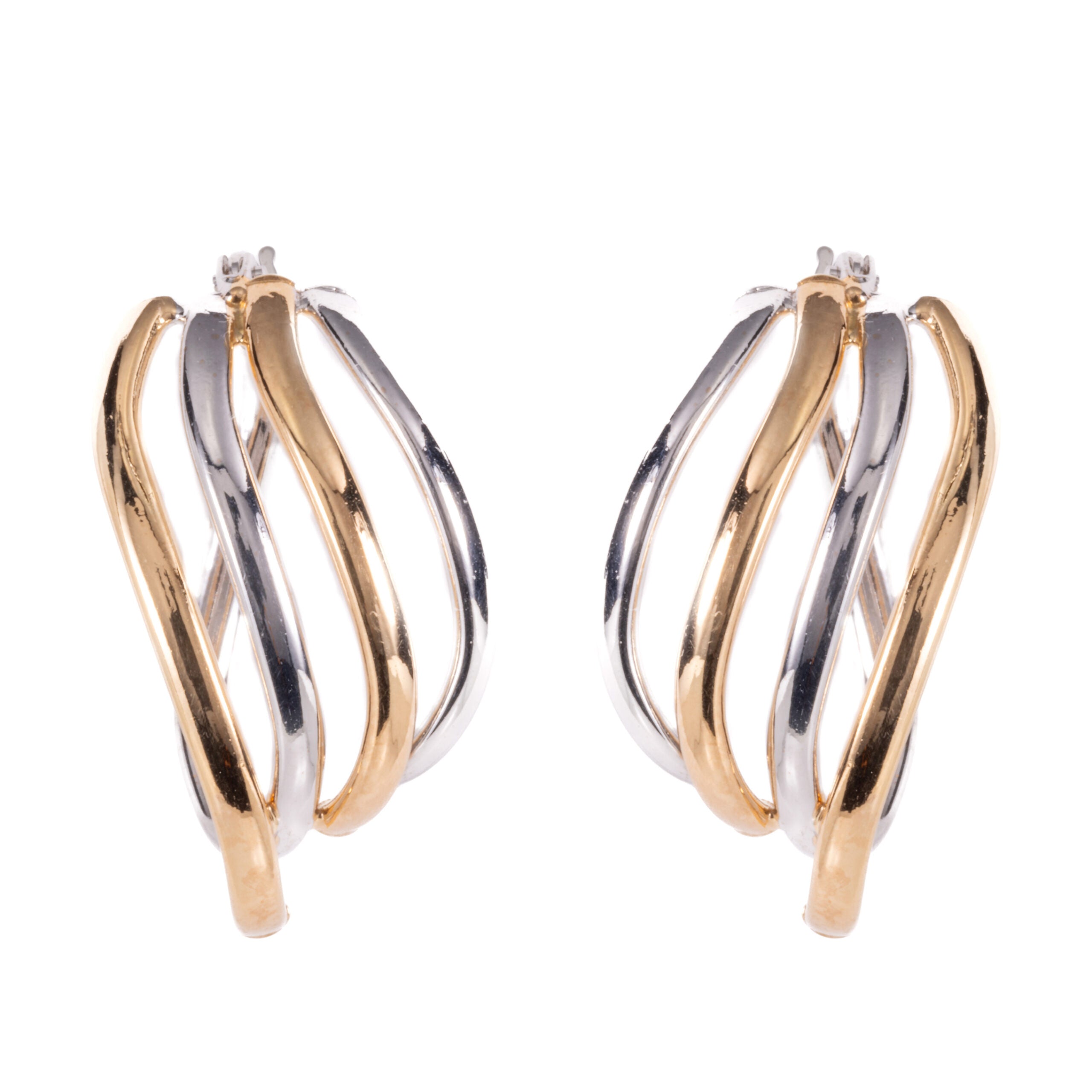 Two Tone Gold Angel Wings Earrings