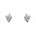 Baguette Blue And Green Sapphires & Diamond Earrings
