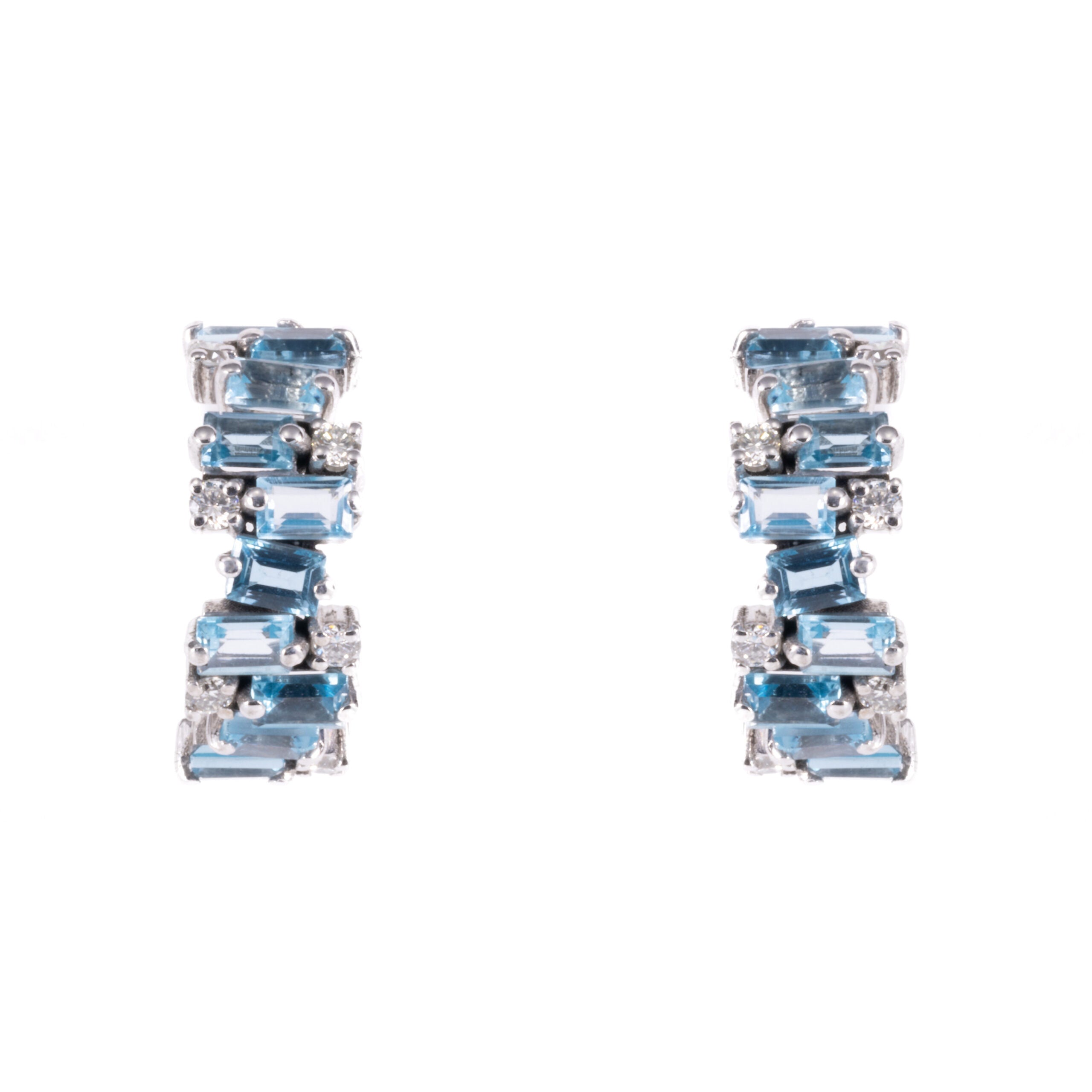 Baguette Blue Sapphire & Diamond Earrings