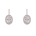 White Gold Oval Diamond Illusion Earrings
