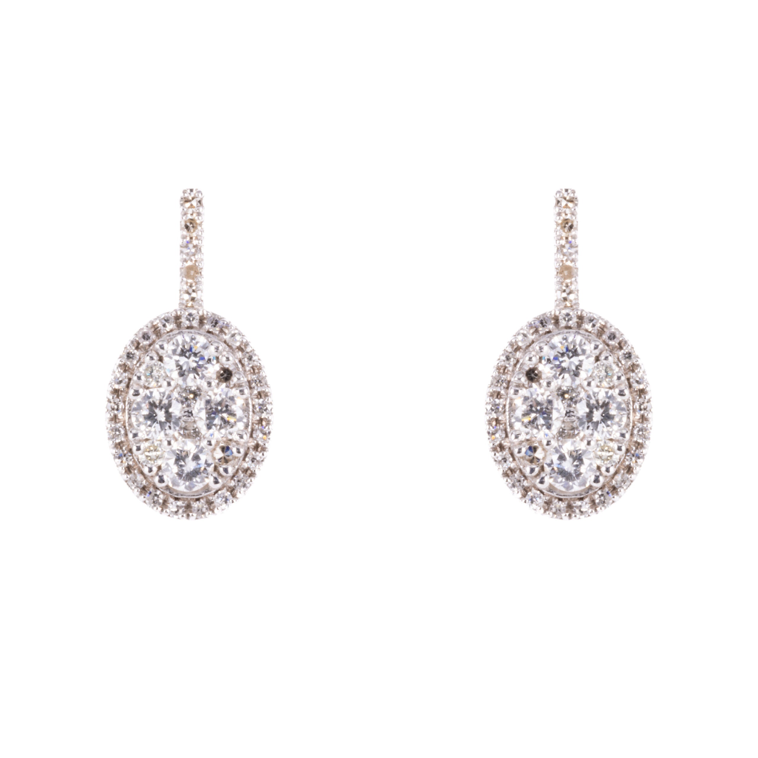 White Gold Oval Diamond Illusion Earrings