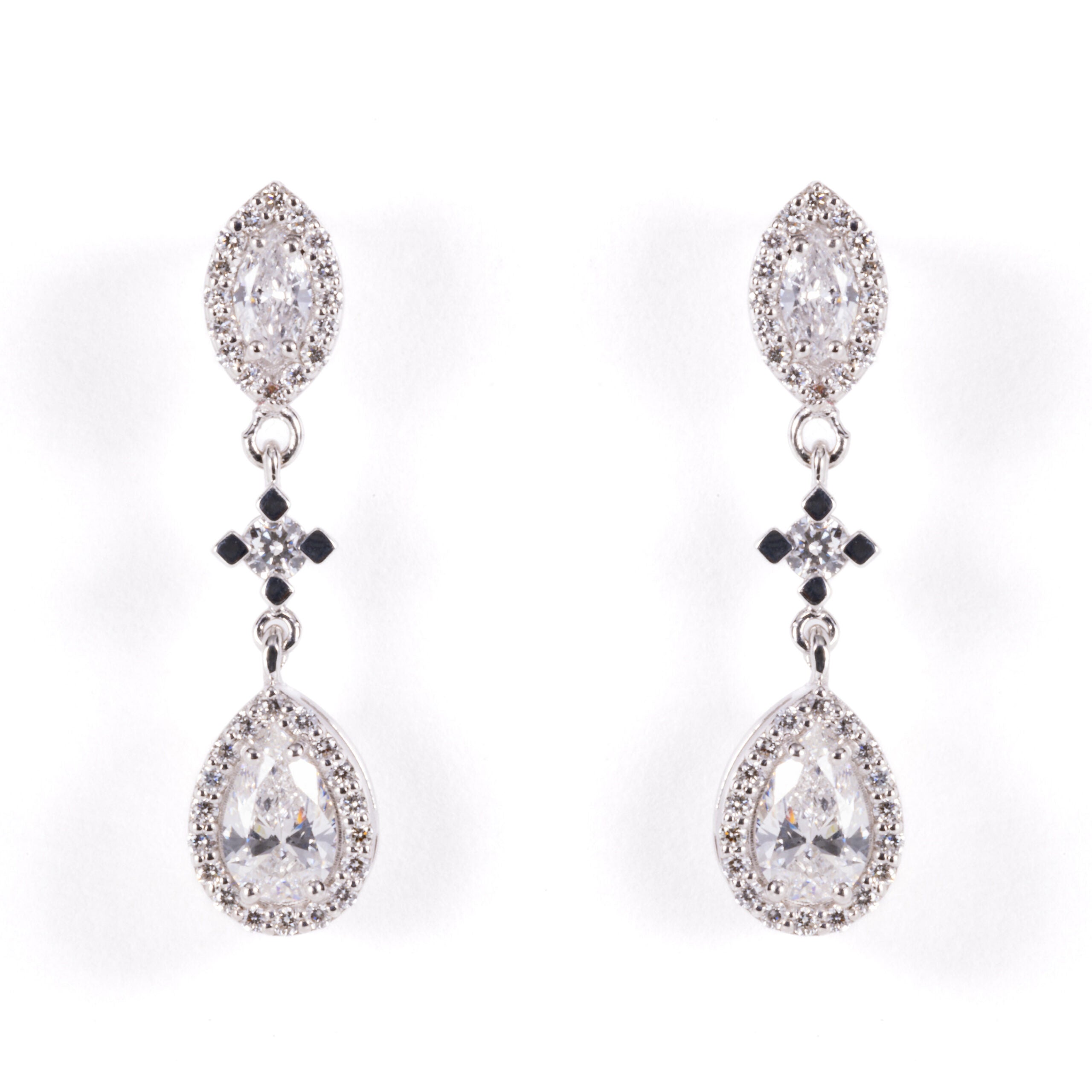 White Gold Pear Shaped Diamond Earrings