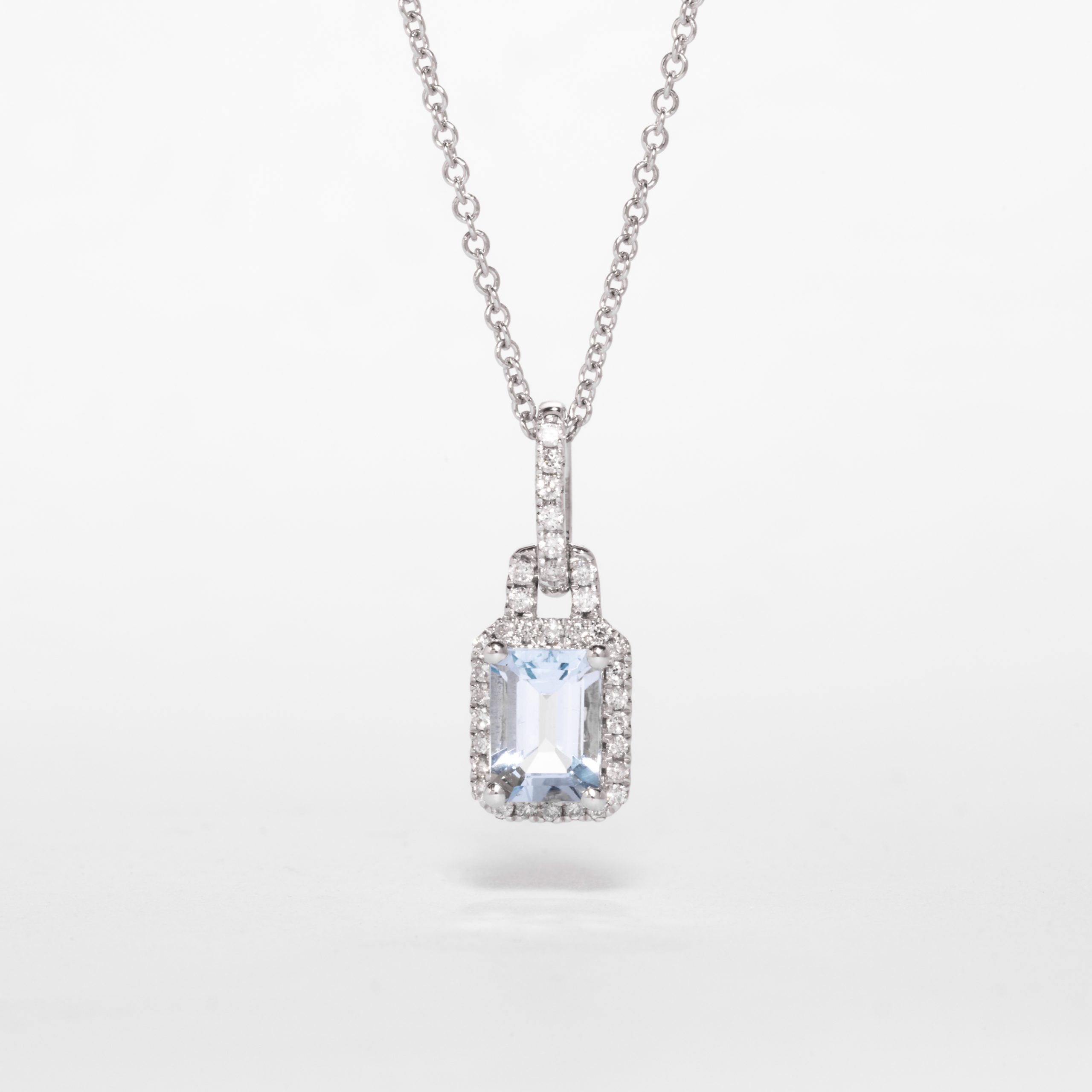 Baguette Aquamarine And Diamond Pendant