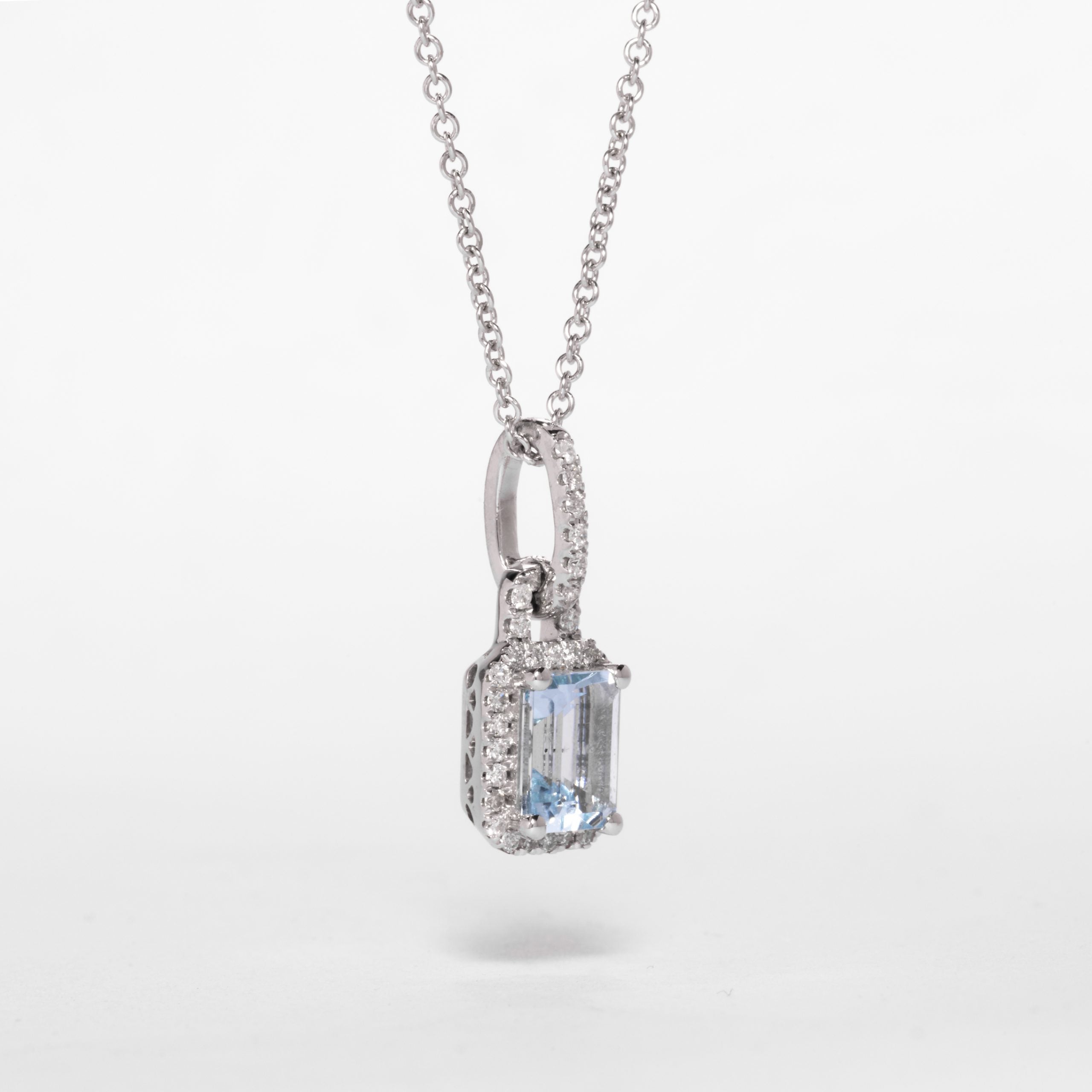 Baguette Aquamarine And Diamond Pendant - Image 2