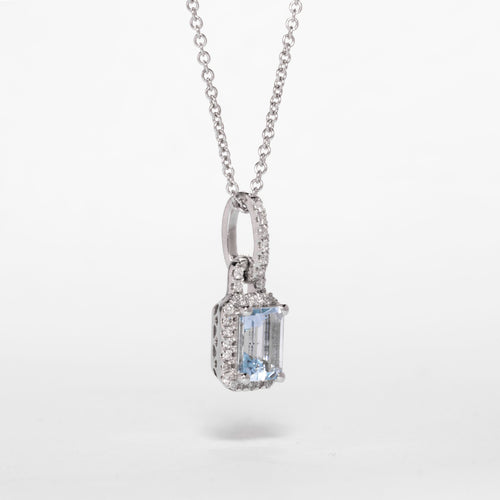 Baguette Aquamarine And Diamond Pendant - Image 2