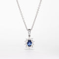 Blue Sapphire And Diamond Cluster Pendant