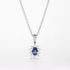 Blue Sapphire And Diamond Cluster Pendant