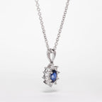 Blue Sapphire And Diamond Cluster Pendant - Image 2