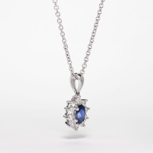 Blue Sapphire And Diamond Cluster Pendant - Image 2