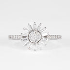 Baguette Diamond Flower Dress Ring - Image 3