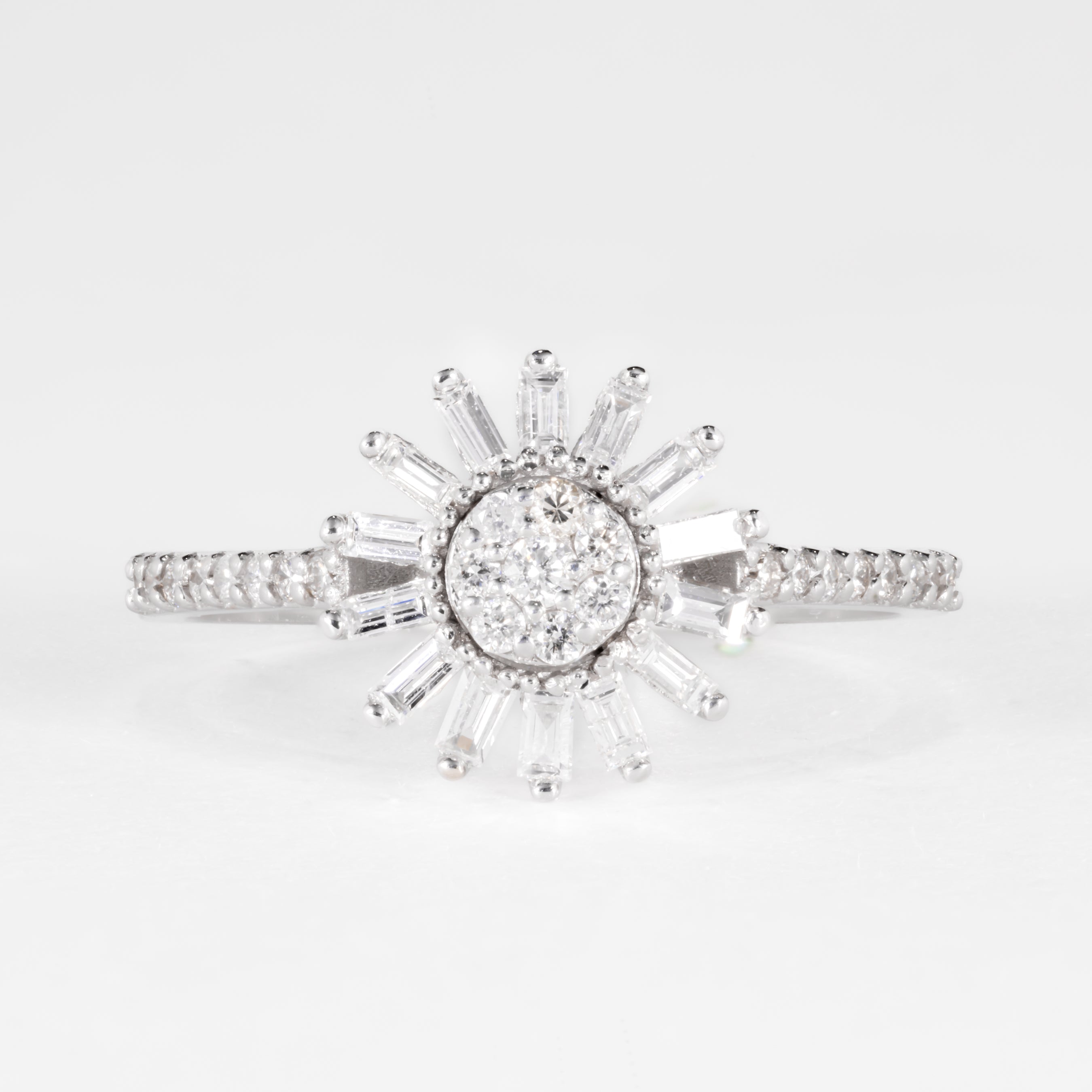 Baguette Diamond Flower Dress Ring - Image 3