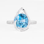 Heart Shaped Blue Topaz & Diamond Ring - Image 3