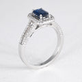 Emerald Cut Blue Saphire & Diamond Dress Ring