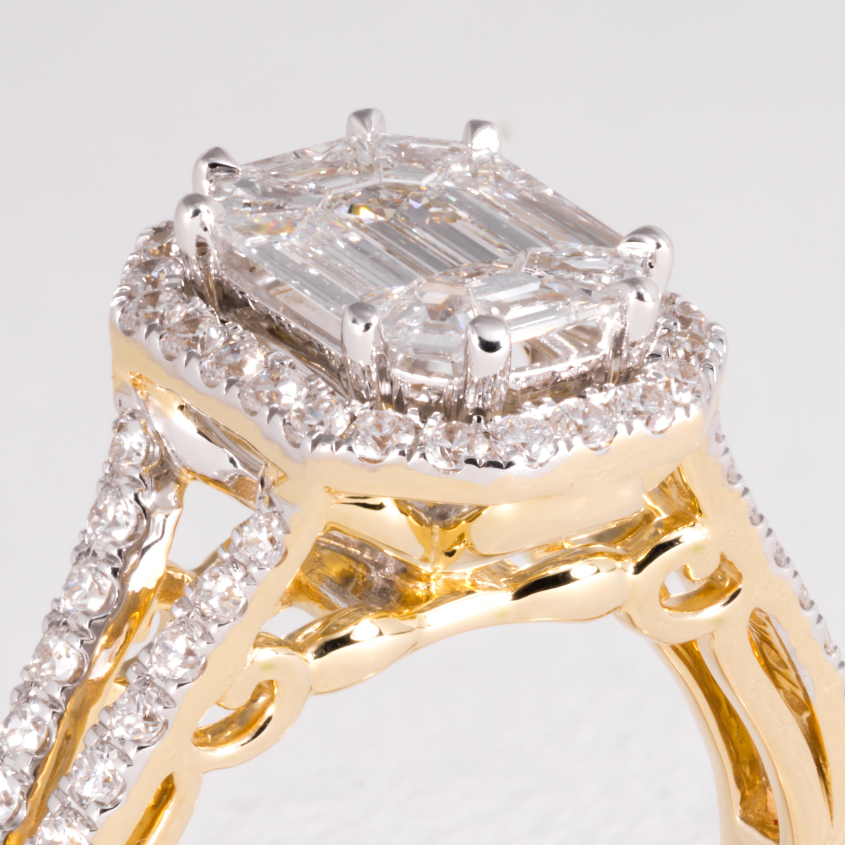 Baguette Diamond Halo Ring - Image 2
