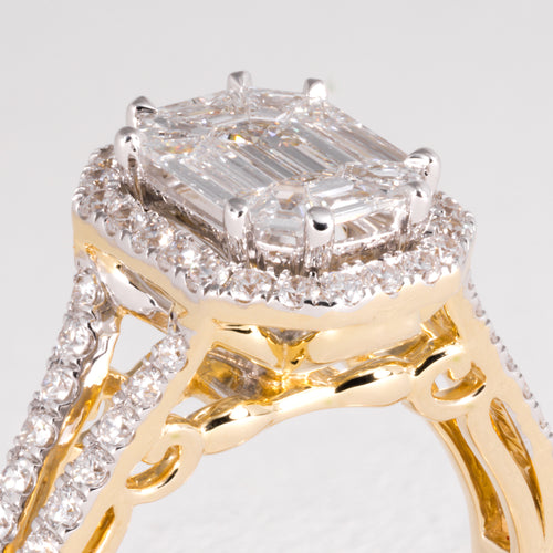 Baguette Diamond Halo Ring - Image 2
