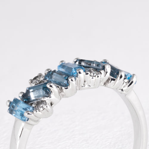 Blue Sapphire And Amethyst Eternity Ring With Small Diamonds - Image 2