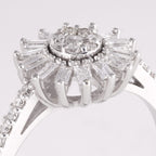Baguette Diamond Flower Dress Ring - Image 2