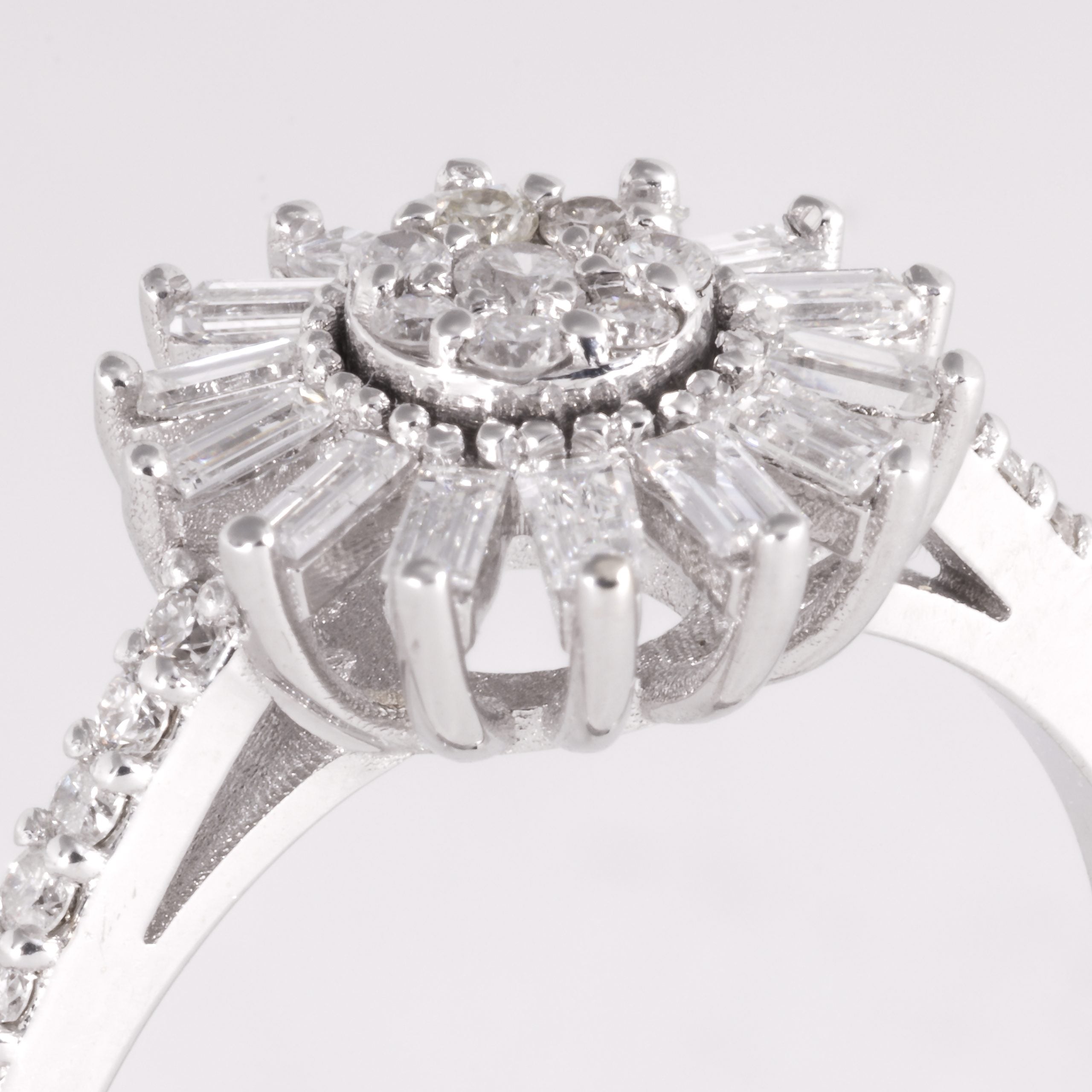 Baguette Diamond Flower Dress Ring - Image 2