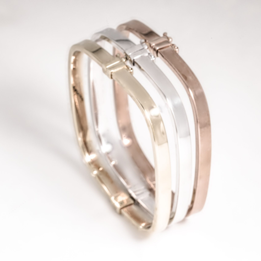 Tri Colour Gold Square Bangle Set