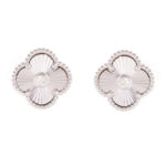 White Gold Clover Diamond Studs