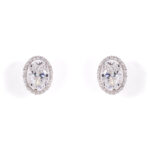 White Gold Oval Halo Diamond Studs