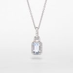 Baguette Aquamarine And Diamond Pendant