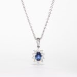 Blue Sapphire And Diamond Cluster Pendant