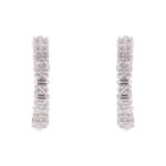 Whie Gold Baguette Diamond Hoop Studs