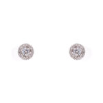 White Gold Diamond Halo Stud Earrings