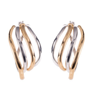 Two Tone Gold Angel Wings Earrings