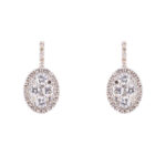 White Gold Oval Diamond Illusion Earrings